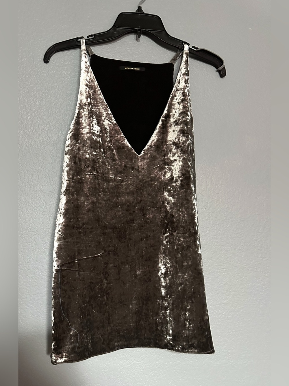 KOBI HALPERIN SILVER VELVET  HAYES BLOUSE V NECK TANK